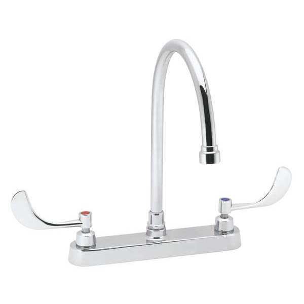 Speakman Lever Handle 8" Mount, 3 Hole Gooseneck Bathroom Faucet, Polished chrome SC-5724-E