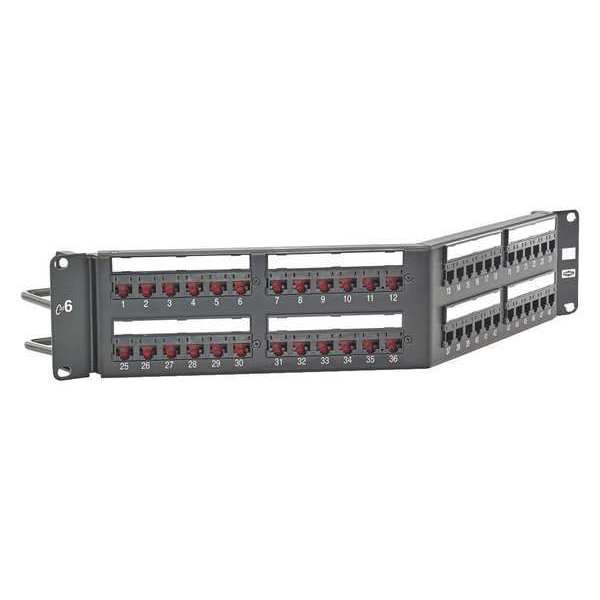 Hubbell Premise Wiring Patch Panel, 48 Ports, 3.46 in. H, Steel HP648A