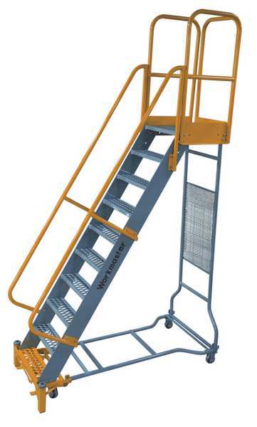 Cotterman 132 in H Steel Rolling Ladder, 9 Steps, 1,000 lb Load Capacity WMX09R37A6P3