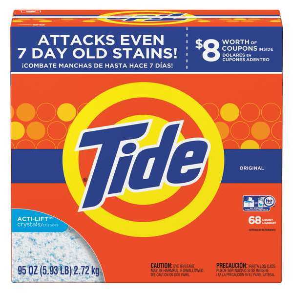 Tide Laundry Detergent, 95 oz Box, Powder, Unscented, White, 3 PK 84997