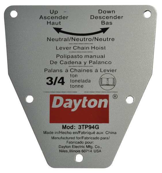 Dayton Capacity Label 71317689G