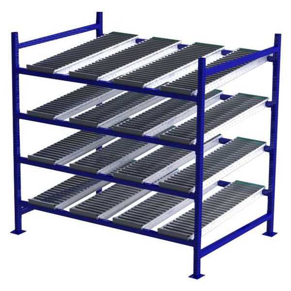 Unex Flow Cell Starter Gravity Flow Rack, 48 in D, 72 in W, 4 Shelves, Blue FC99SR72484-S