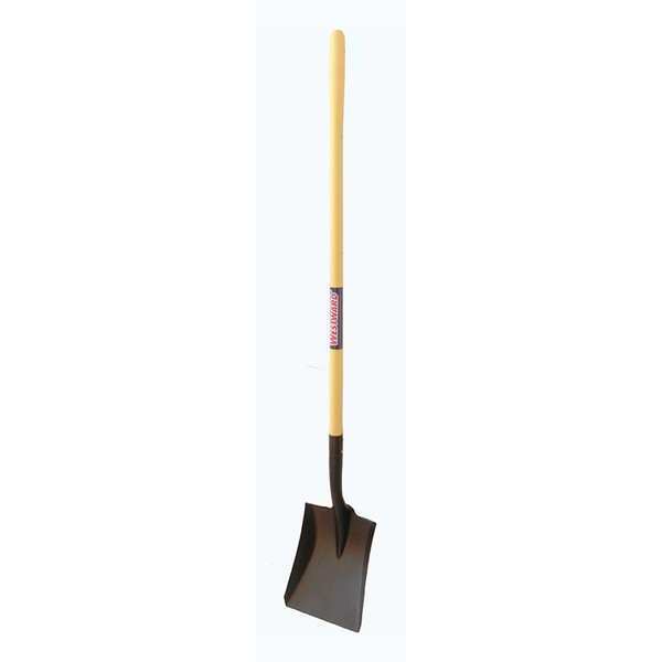 Westward 16 ga Square Point Shovel, Steel Blade, 47 in L Yellow Fiberglass Handle 46MP81