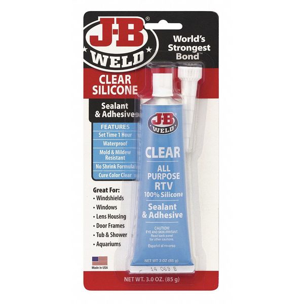 J-B Weld Sealant, 3 oz, Tube, Clear, Silicone Base 31310