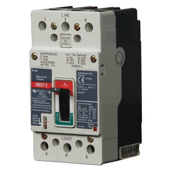 Eaton Molded Case Circuit Breaker, HMCP Series 15A, 3 Pole, 600V AC HMCPE015E0C