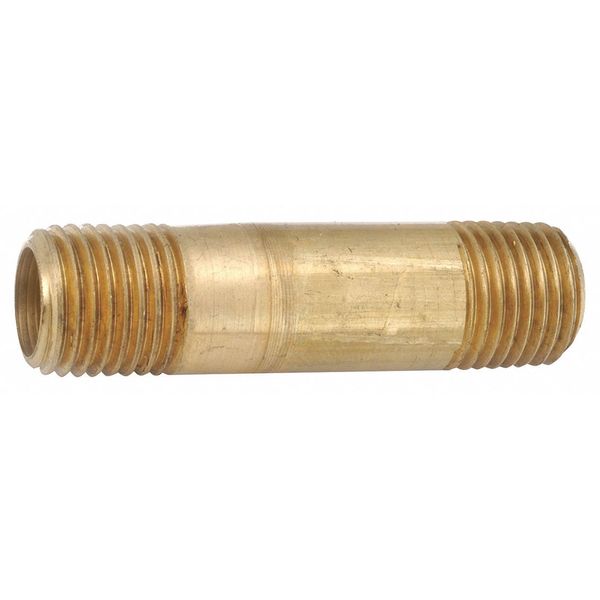 Zoro Select 1/4" MNPT x 3" TBE Brass Pipe Nipple 706113-0448