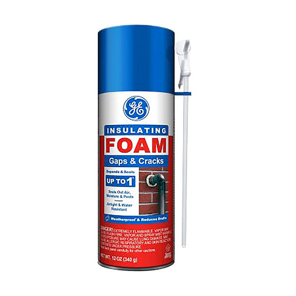 Ge Insulation Spray Foam Sealant, 12 oz, Aerosol Can, Pale Yellow, 2 Component 2744169