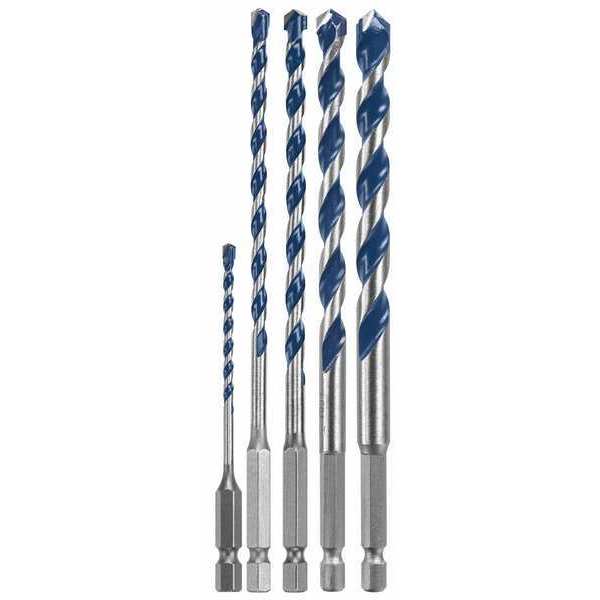 Bosch 4-Cutter Hammer Drill Bit Set 1/8", 3/16", 1/4", 5/16", 3/8" Hex, 5PK HCBG500T