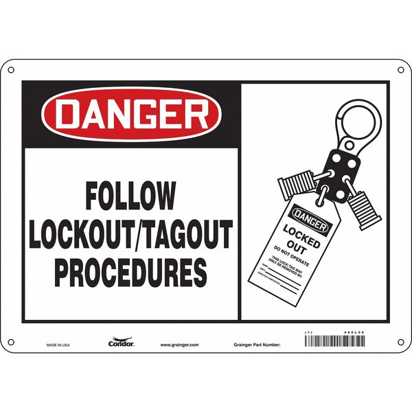 Condor Safety Sign, 10 in Height, 14 in Width, Aluminum, Horizontal Rectangle, English, 469L50 469L50
