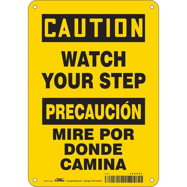 Condor Safety Sign, 10 in Height, 7 in Width, Aluminum, Horizontal Rectangle, English, Spanish, 469P85 469P85