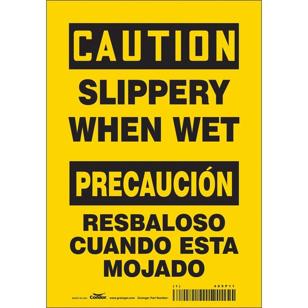 Condor Safety Sign, 10 in Height, 7 in Width, Vinyl, Horizontal Rectangle, English, Spanish, 469P11 469P11