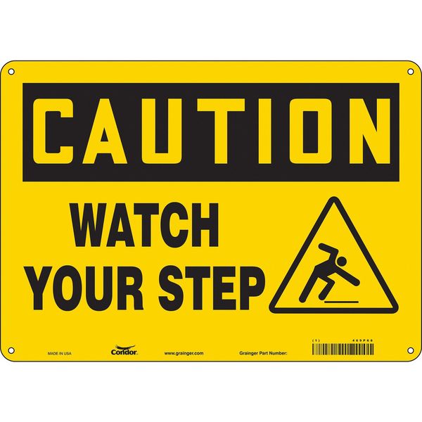 Condor Safety Sign, 10 in Height, 14 in Width, Aluminum, Horizontal Rectangle, English, 469P68 469P68