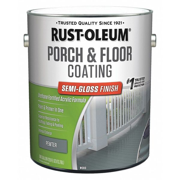 Rust-Oleum 1 gal Floor Coating, Semi-gloss Finish, Pewter, Water Base 320420