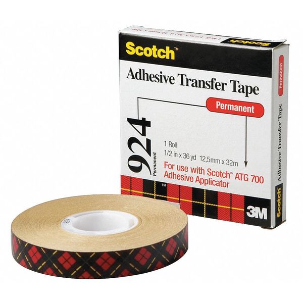 3M Transfer Tape, 36 yd. Tape L, Clear, PK12 924