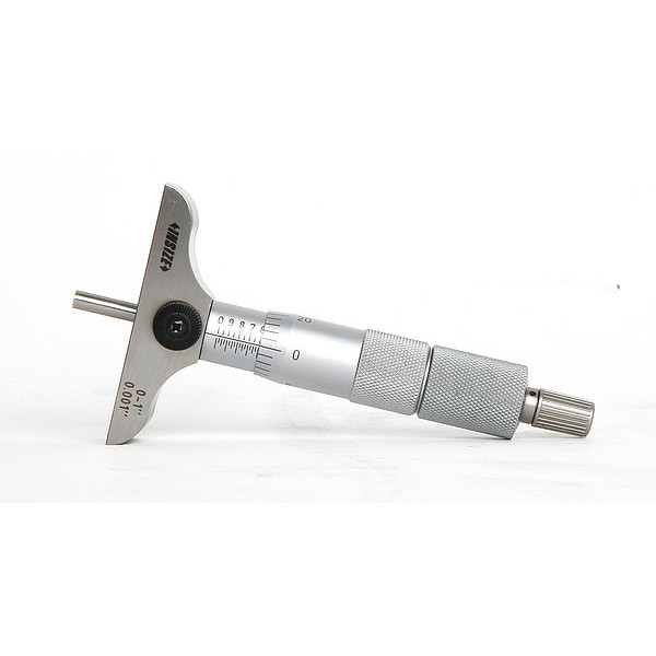 Insize Depth Micrometer, 4" L Base, Flat Anvil 3241-B1