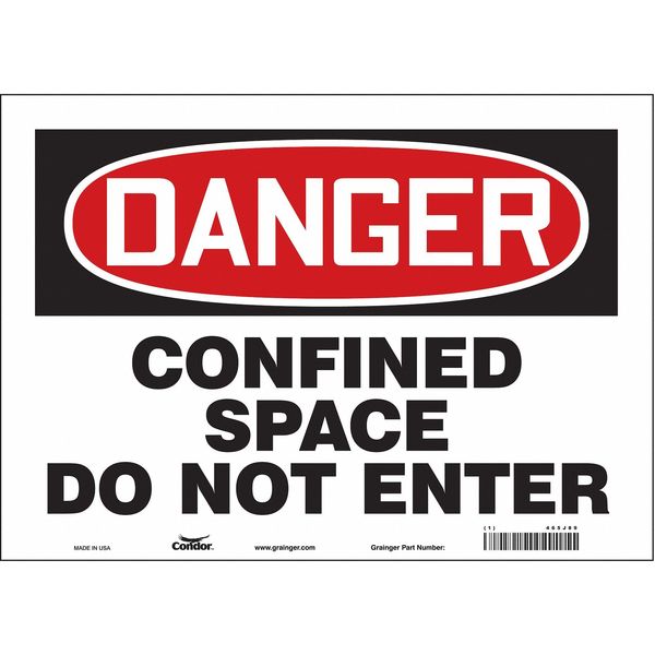 Condor Safety Sign, 10 in Height, 14 in Width, Vinyl, Horizontal Rectangle, English, 465J89 465J89