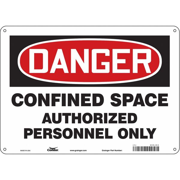 Condor Safety Sign, 10 in Height, 14 in Width, Polyethylene, Horizontal Rectangle, English, 465J54 465J54