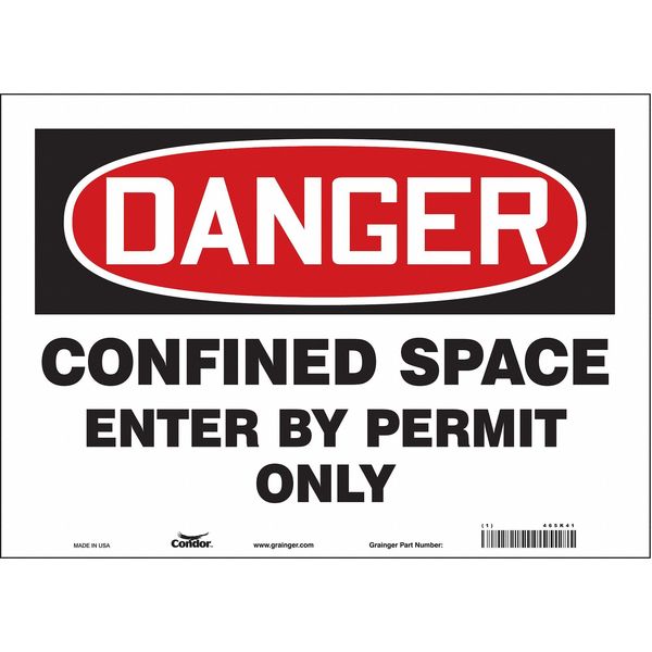 Condor Safety Sign, 10 in Height, 14 in Width, Vinyl, Horizontal Rectangle, English, 465K41 465K41