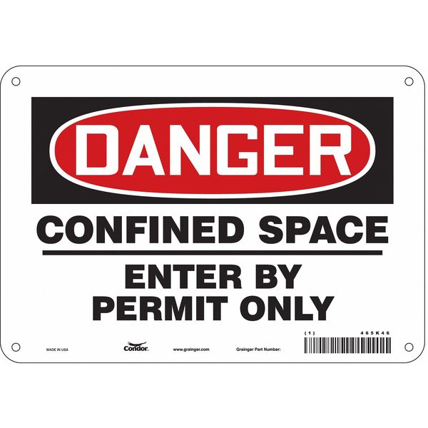 Condor Safety Sign, 7 in Height, 10 in Width, Polyethylene, Vertical Rectangle, English, 465K46 465K46