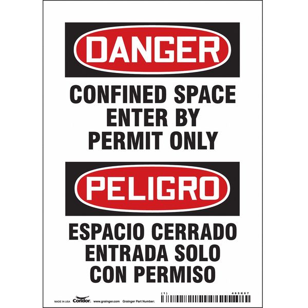 Condor Safety Sign, 7" H, 5" W, Vinyl, 465K67 465K67