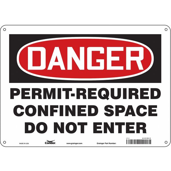 Condor Safety Sign, 10 in Height, 14 in Width, Aluminum, Horizontal Rectangle, English, 465M82 465M82