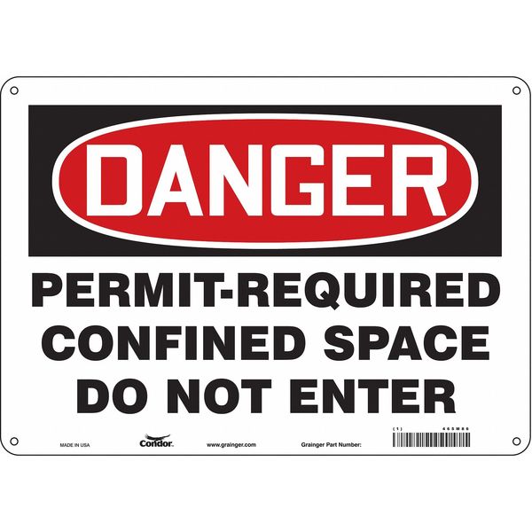 Condor Safety Sign, 10 in Height, 14 in Width, Polyethylene, Horizontal Rectangle, English, 465M86 465M86