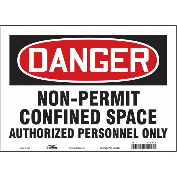 Condor Safety Sign, 10 in Height, 14 in Width, Vinyl, Horizontal Rectangle, English, 465M64 465M64