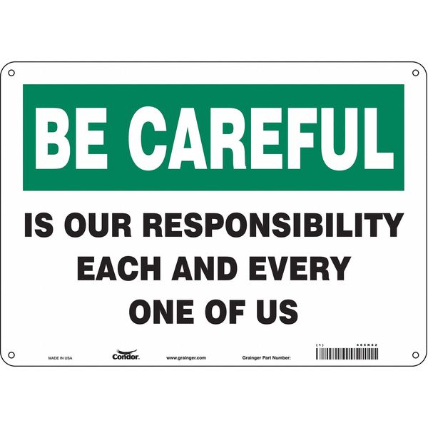 Condor Safety Sign, 10 in Height, 14 in Width, Polyethylene, Horizontal Rectangle, English, 466R82 466R82