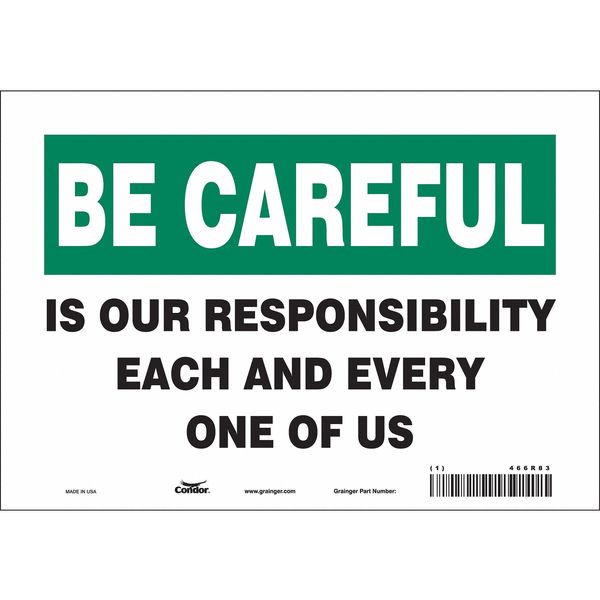 Condor Safety Sign, 7 in Height, 10 in Width, Vinyl, Vertical Rectangle, English, 466R83 466R83