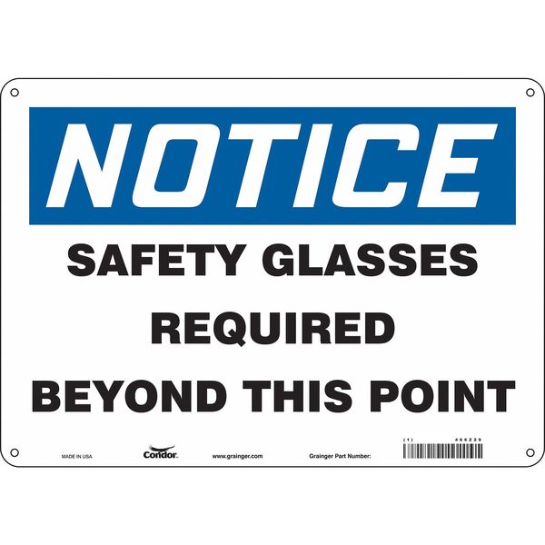 Condor Safety Sign, 10 in Height, 14 in Width, Polyethylene, Horizontal Rectangle, English, 466Z29 466Z29