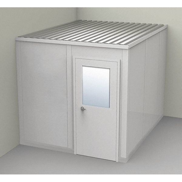 Porta-Fab 2-Wall Modular In-Plant Office, 8 ft 1 3/4 in H, 10 ft 1 1/4 in W, 8 ft 1 1/4 in D, Gray GS810G-2