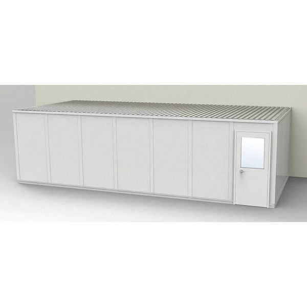 Porta-Fab 3-Wall Modular In-Plant Office, 8 ft 1 3/4 in H, 28 ft 4 1/2 in W, 12 ft 1 1/4 in D, Gray GV1228G-3