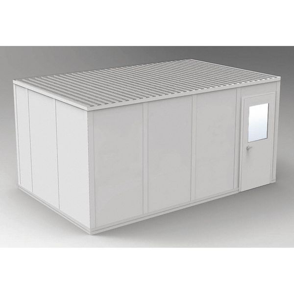 Porta-Fab 4-Wall Modular In-Plant Office, 8 ft 1 3/4 in H, 16 ft 4 1/2 in W, 10 ft 4 1/2 in D, Gray GV1016G