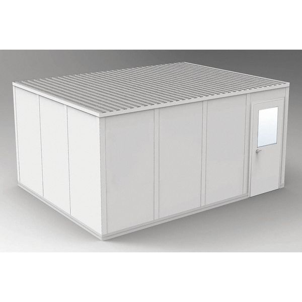 Porta-Fab 4-Wall Modular In-Plant Office, 8 ft 1 3/4 in H, 16 ft 4 1/2 in W, 12 ft 4 1/2 in D, Gray GV1216G