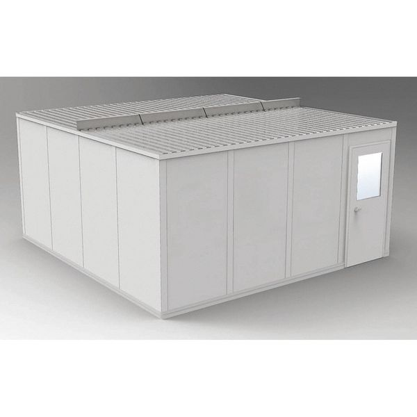 Porta-Fab 4-Wall Modular In-Plant Office, 8 ft 1 3/4 in H, 16 ft 4 1/2 in W, 16 ft 4 1/2 in D, Gray GS1616G