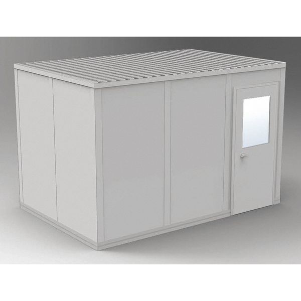 Porta-Fab 4-Wall Modular In-Plant Office, 8 ft 1 3/4 in H, 12 ft 4 1/2 in W, 8 ft 4 1/2 in D, Gray GV812G