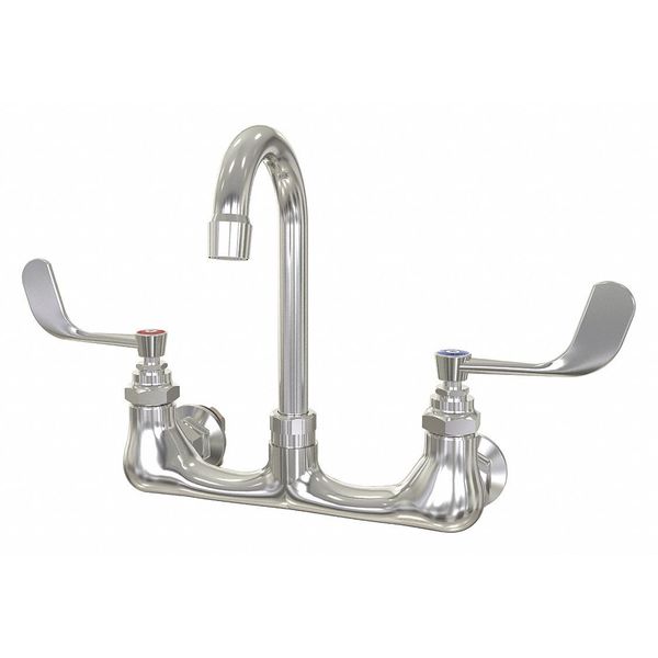 Sani-Lav Manual 8" Mount, 2 Hole Gooseneck Service Sink Faucet, Chrome plated 206