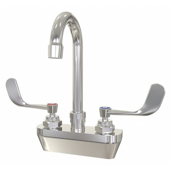 Sani-Lav Manual 4" Mount, 2 Hole Bathroom Faucet, Chrome plated 27.5
