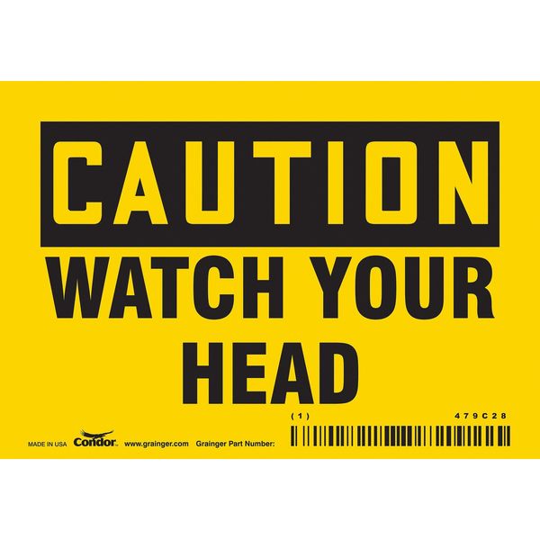 Condor Safety Sign, 3 1/2 in Height, 5 in Width, Vinyl, Horizontal Rectangle, English, 479C28 479C28
