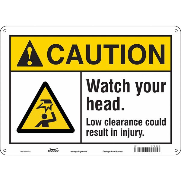 Condor Safety Sign, 10 in Height, 14 in Width, Aluminum, Horizontal Rectangle, English, 479C33 479C33