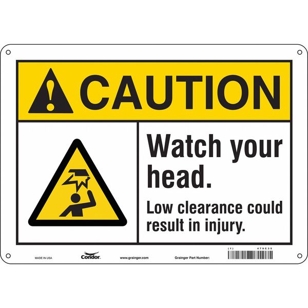 Condor Safety Sign, 10 in Height, 14 in Width, Polyethylene, Horizontal Rectangle, English, 479C35 479C35