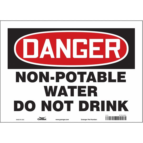 Condor Safety Sign, 10 in Height, 14 in Width, Vinyl, Horizontal Rectangle, English, 470J04 470J04