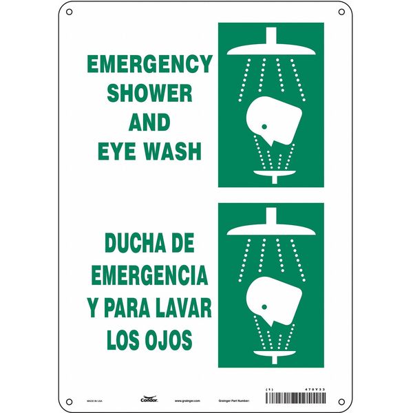 Condor Safety Sign, 14 in Height, 10 in Width, Polyethylene, Vertical Rectangle, English, Spanish, 470Y33 470Y33