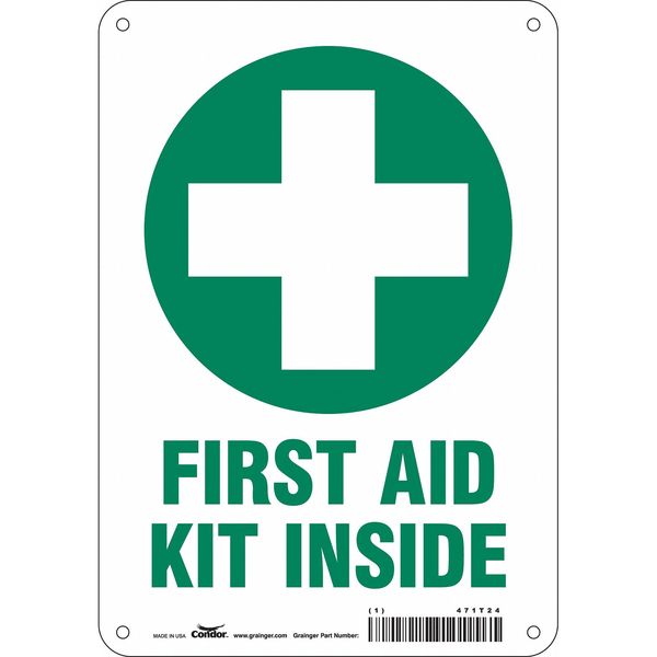 Condor First Aid Sign, 7" W x 10" H, 0.055" Thick, 471T24 471T24
