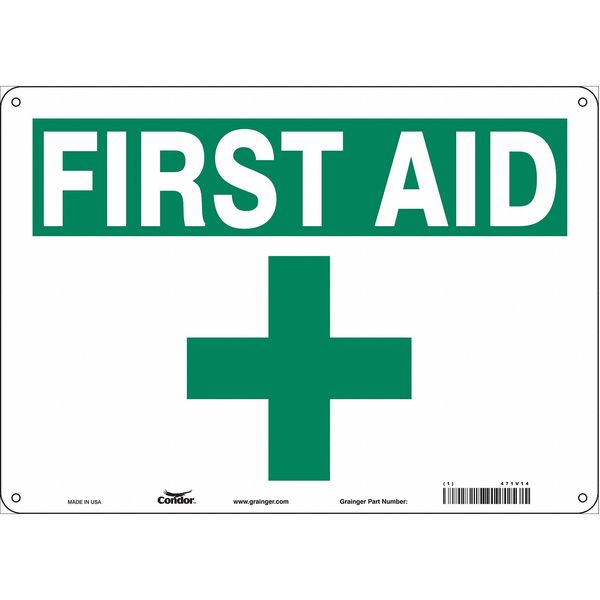 Condor First Aid Sign, 14" Wx10" H, 0.032" Thick, 471V10 471V10