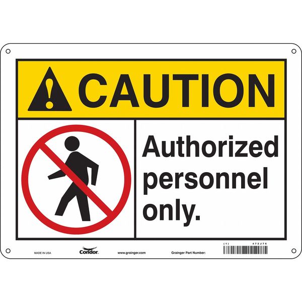 Condor Safety Sign, 10 in Height, 14 in Width, Aluminum, Horizontal Rectangle, English, 472J76 472J76