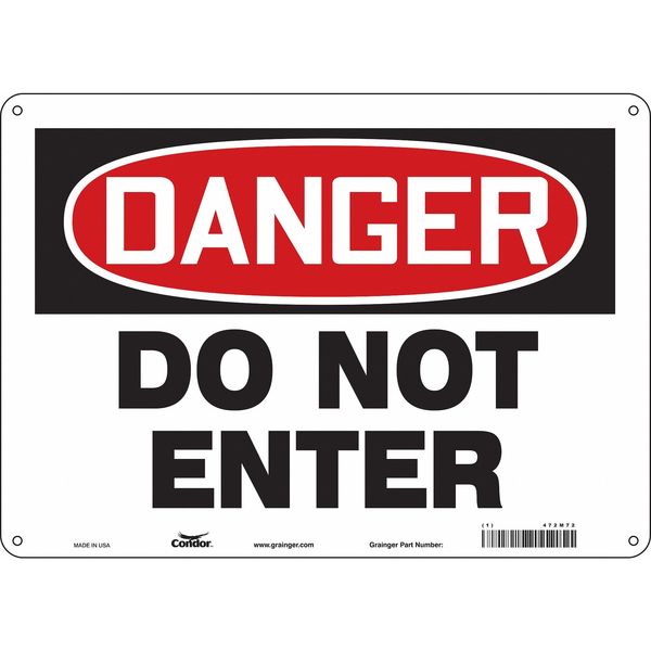 Condor Safety Sign, 10 in Height, 14 in Width, Aluminum, Horizontal Rectangle, English, 472M72 472M72
