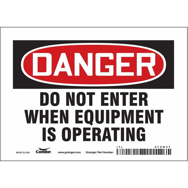 Condor Safety Sign, 5 in Height, 7 in Width, Vinyl, Horizontal Rectangle, English, 472N37 472N37