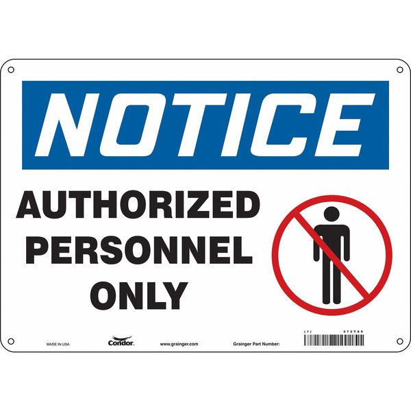 Condor Safety Sign, 10 in Height, 14 in Width, Aluminum, Horizontal Rectangle, English, 472T89 472T89