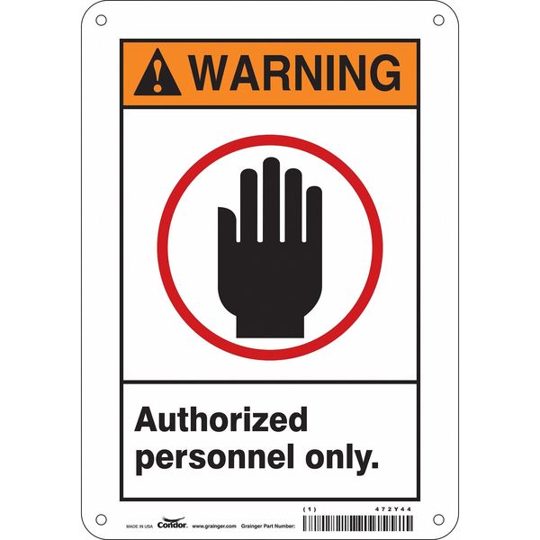 Condor Safety Sign, 10 in Height, 7 in Width, Polyethylene, Horizontal Rectangle, English, 472Y44 472Y44